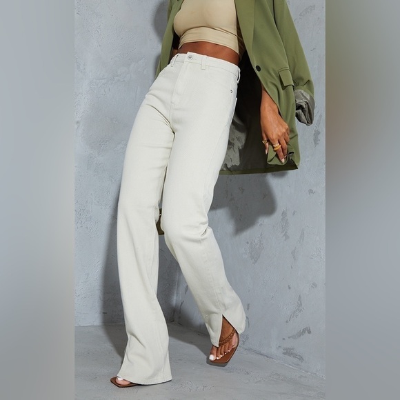 Pretty Little Thing Nwt Split Hem Jeans Size 4 - Picture 1 of 11